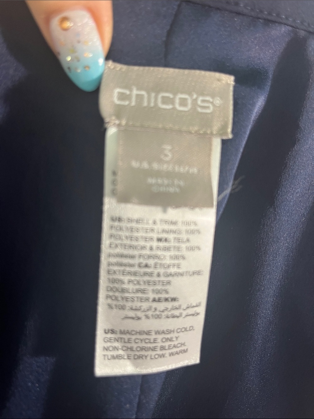 Chico’s Reversible Kimono Duster Floral/Solid Navy Chicos 3 XL Open Front Boho - Picture 11 of 13